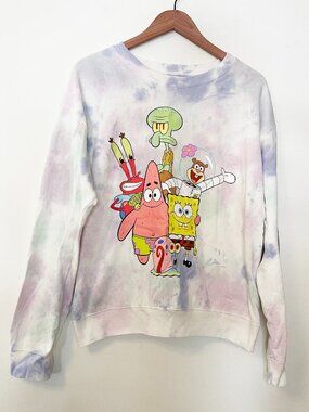SpongeBob SquarePants Tie Dye Sweatshirt Size L Nickelodeon Graphic Y2K